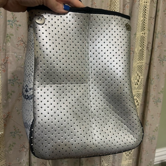 Parker & Hyde Silver Python and Grey Neoprene Stripe Tote - Picture 8 of 13